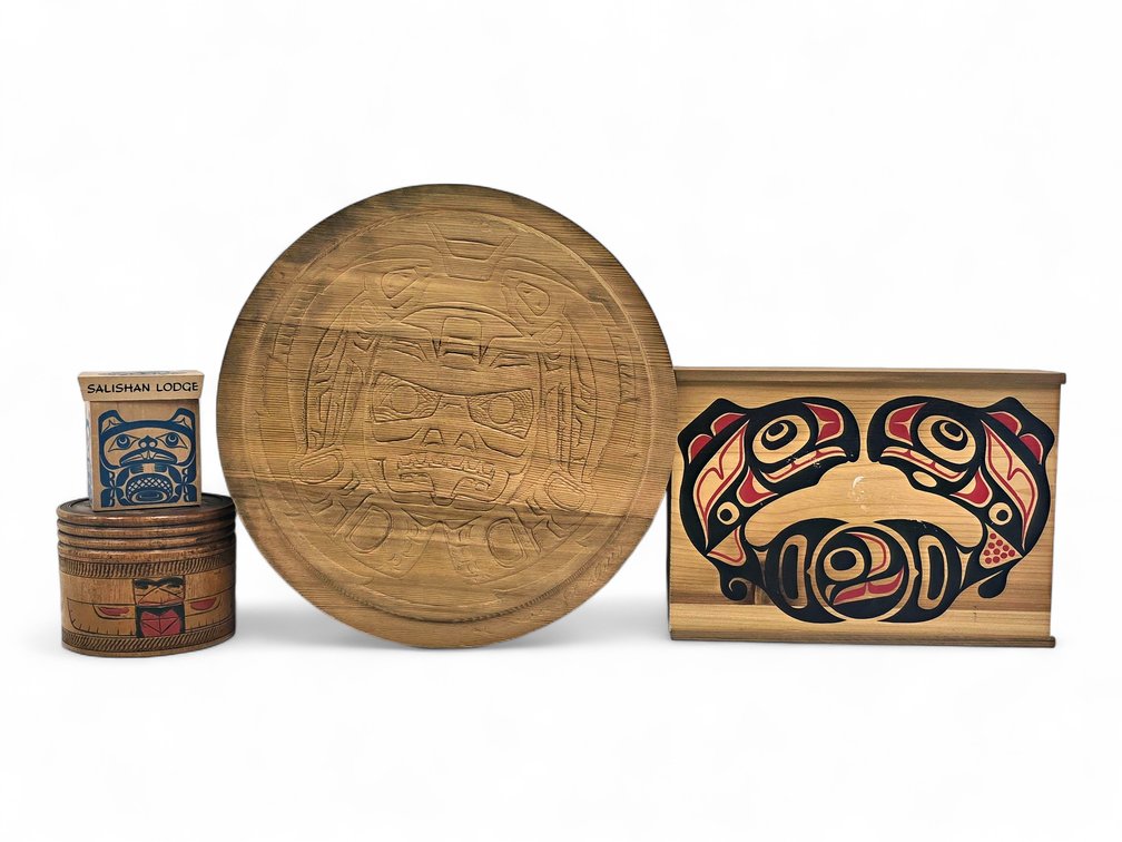 Northwest Coast Carved Wood Boxes & Containers, Including Clarence A. Wells