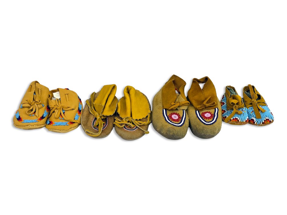Four Pairs of Handmade Children’s Beaded Moccasins & Slippers