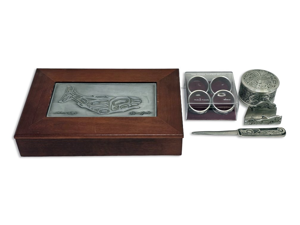 Northwest Coast Design Pewter Group: Roxana Leask Box, BOMA Napkin Rings & More