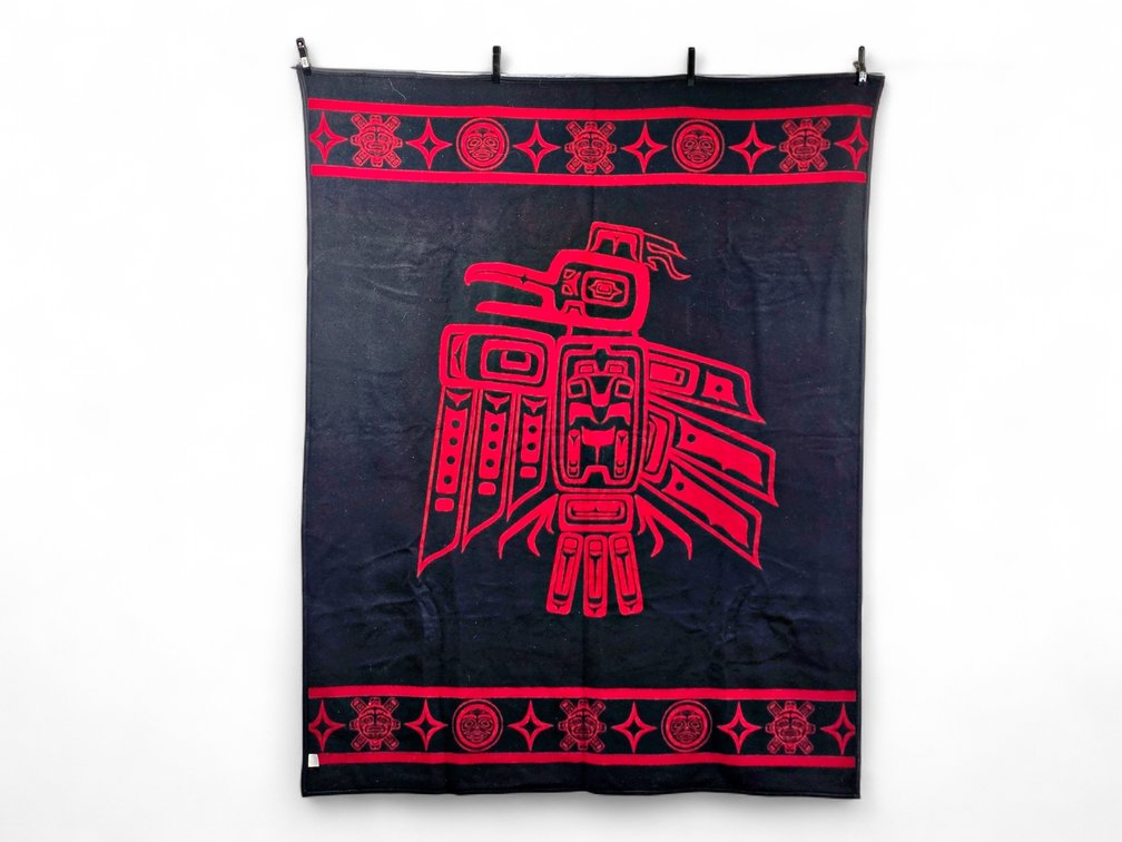 Pendleton Red & Black Reversible Raven Wool Blanket, 63 x 81 Inches