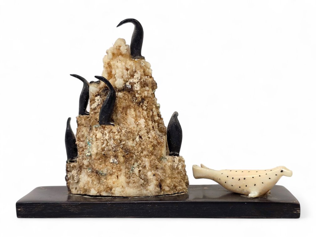 Cormorant Rookery & Ivory Seal Diorama on Baleen Base