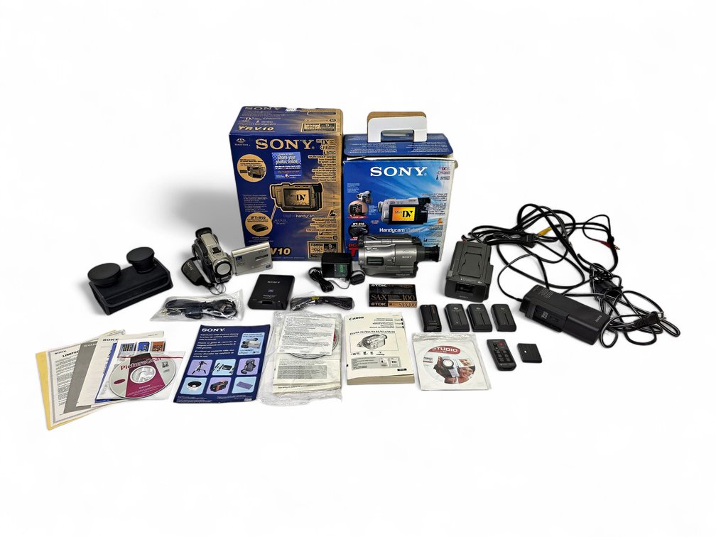 Sony MiniDV & Hi8 Handycam Camcorders with Station, Lenses, Batteries & Accessories