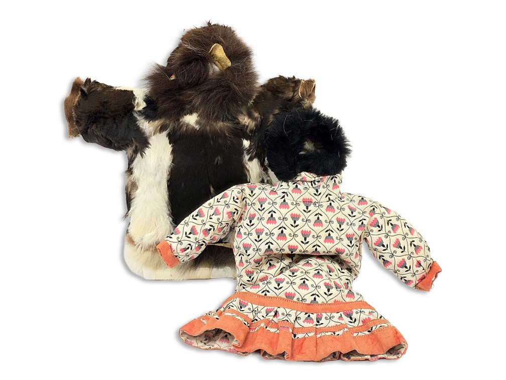 Two Alaska Native Doll Garments - Waterfowl-Skin Parka & Floral Kuspuk
