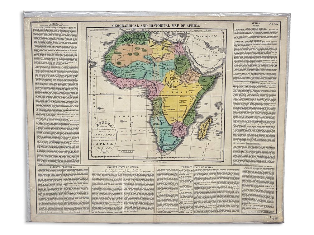1820 Hand-Colored “Geographical and Historical Map of Africa,” Philadelphia Edition