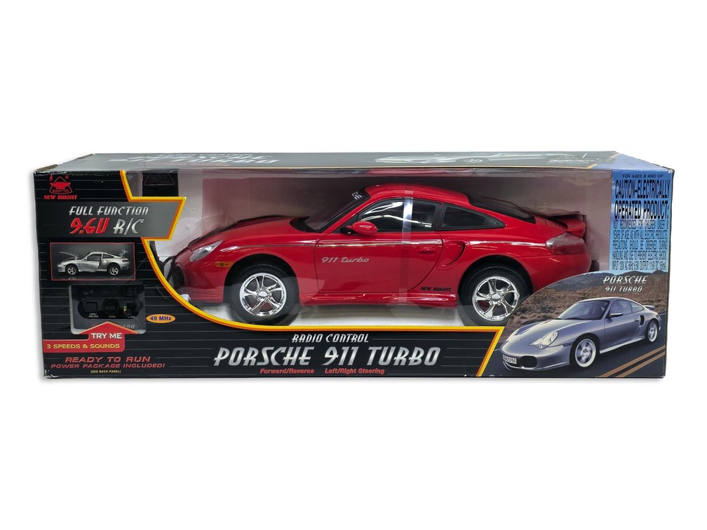 New Bright Porsche 911 Turbo RC Car No. 6639 in Sealed Box, Packaging Dated 2003