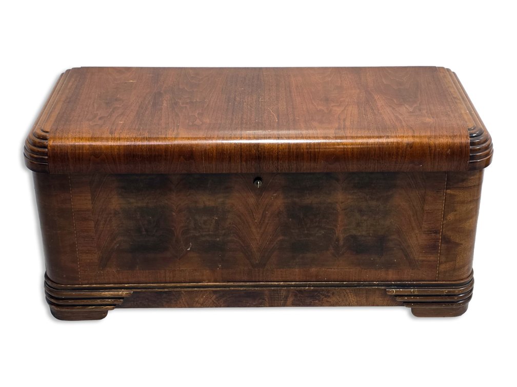 Art Deco Waterfall Blanket Chest with Cedar Interior & Key