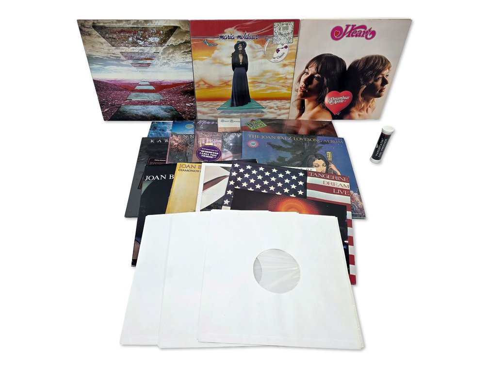 17 Vinyl Records & Watts Disc Preener - Heart, Maria Muldaur & More