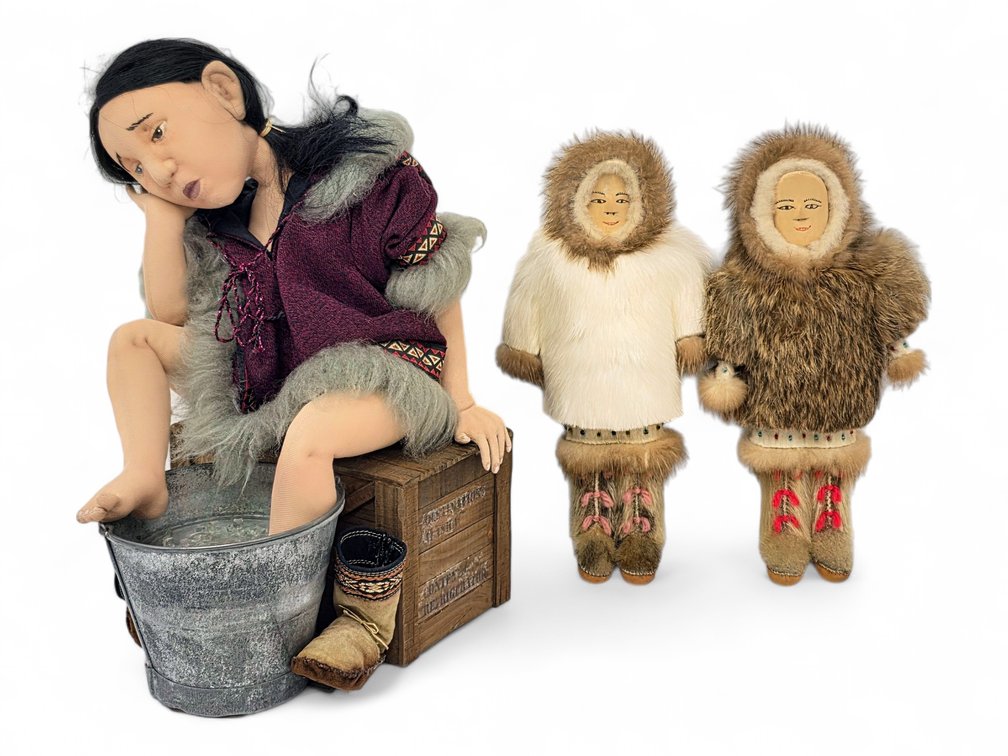 Sue Farmer “Aksala” Art Doll & Two Fur-Clad Dolls