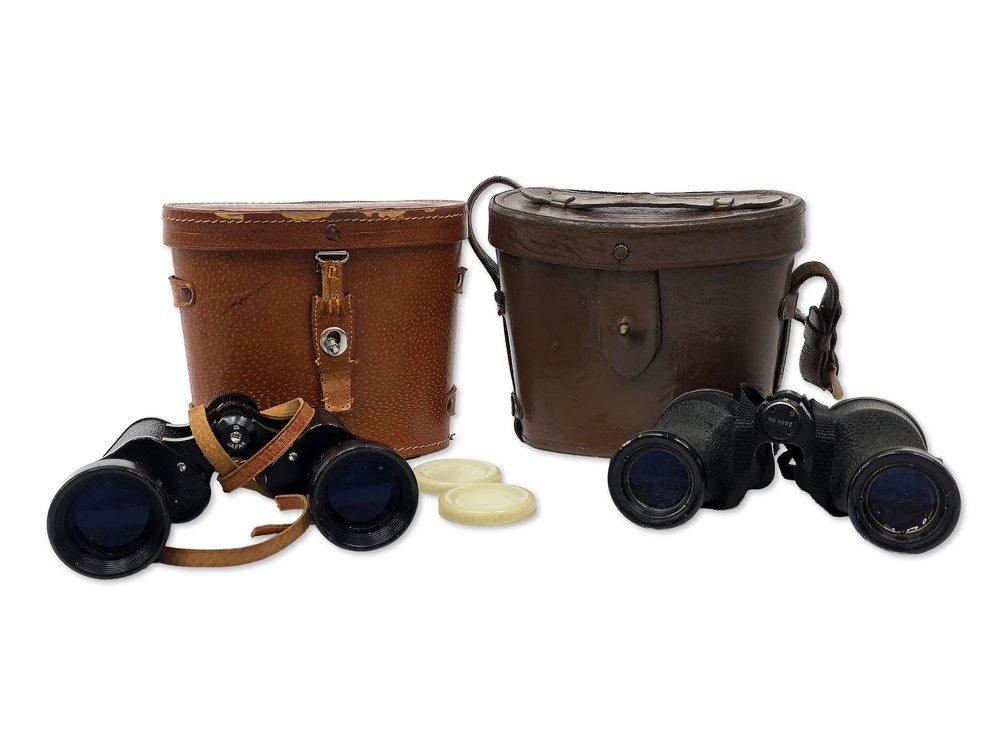U.S. Military M13A1 & ATCO Line Binoculars with Cases