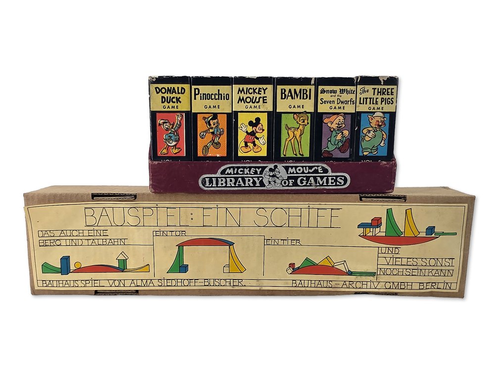 Naef Bauhaus Wooden Blocks & Six-Box "Mickey Mouse Library of Games"