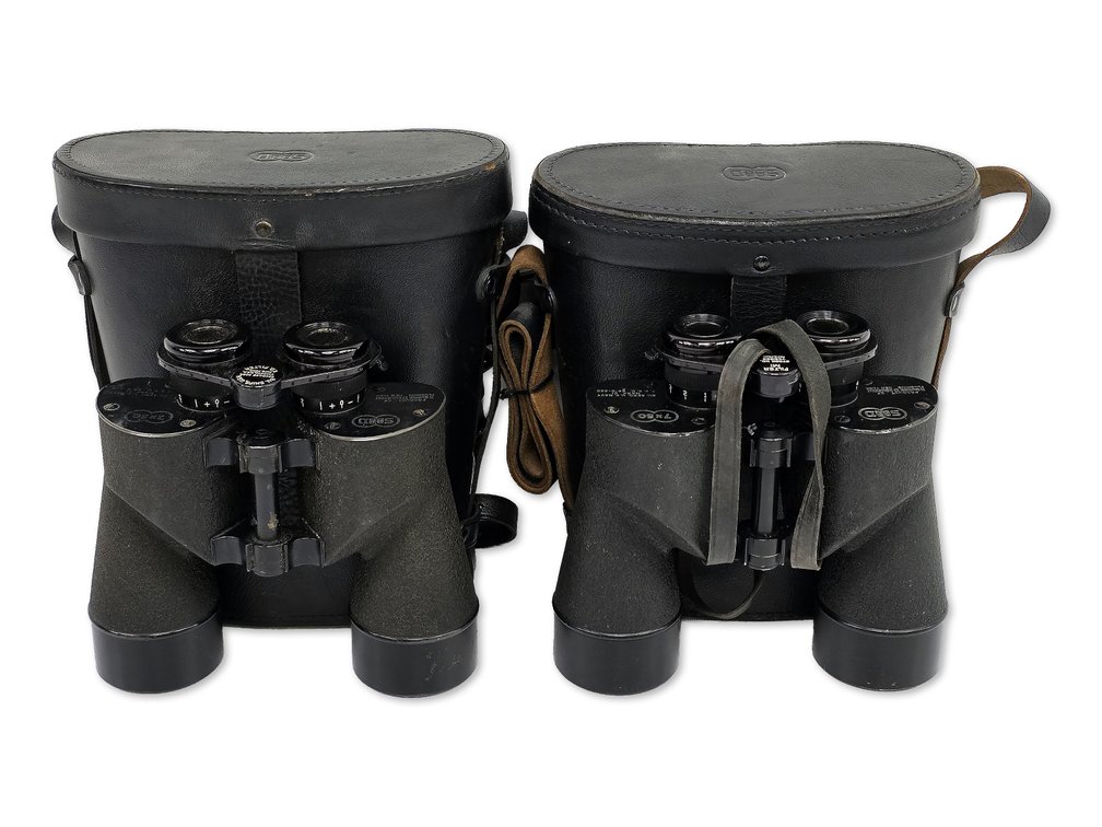 Two Pairs of SARD U.S. Navy Mark 21 7x50 Binoculars with Filters & Cases