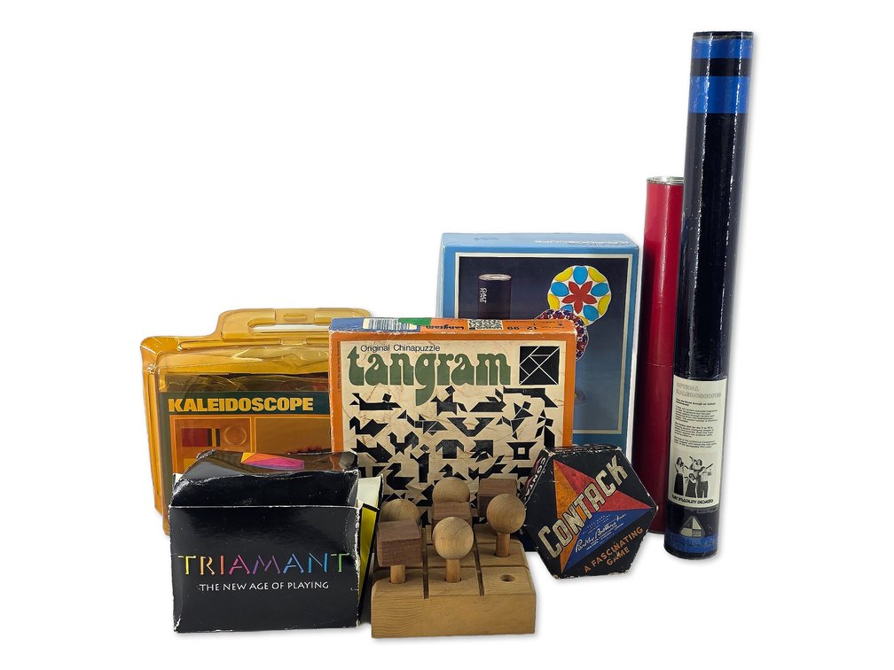 Four Kaleidoscope Sets with Triamant, Tangram, Contrack & Tic-Tac-Toe