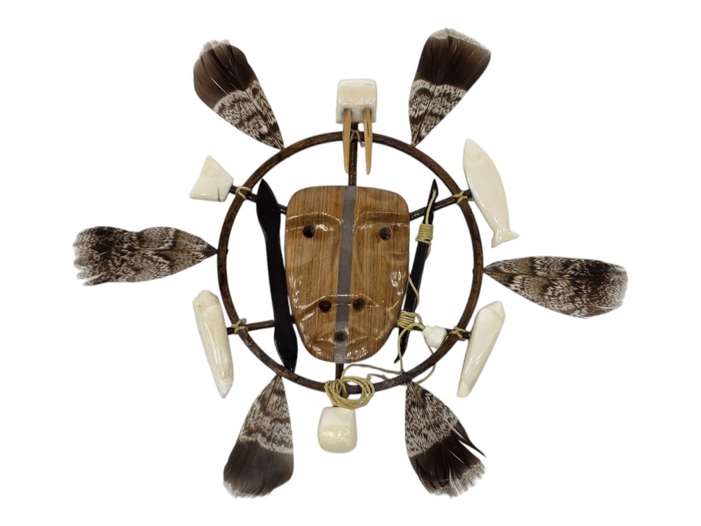 Isaac Saccheus Mixed-Media Spirit Mask with Ivory & Feathers, Dated 2012