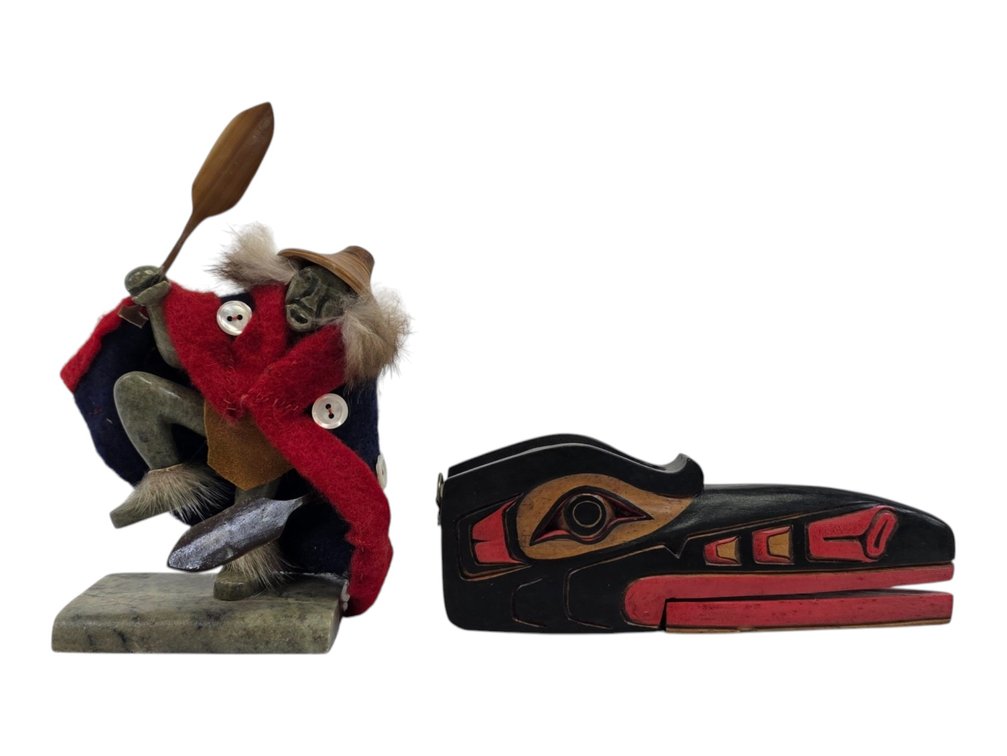 Patrick C. Sowle Naweia Dancer, 2001, & Articulated Wood Raven Mask