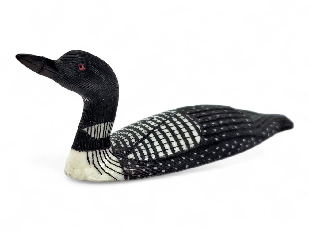Al Mayac Miniature Walrus Ivory Common Loon, Signed