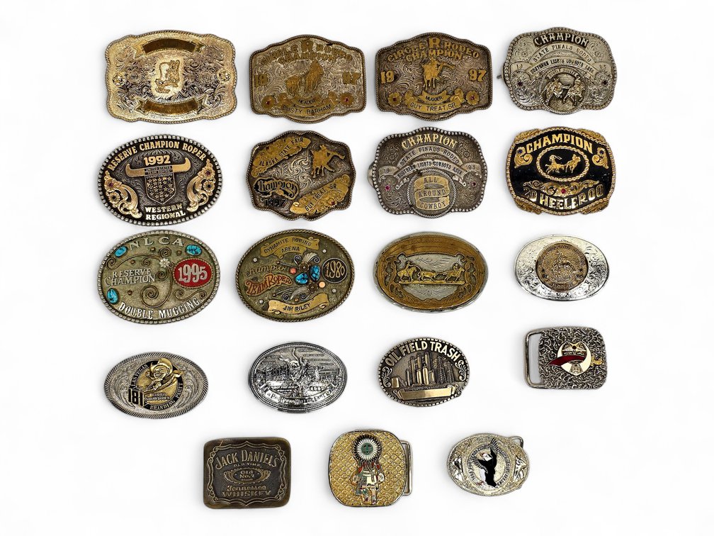 19 Western & Commemorative Belt Buckles: Rodeo Awards, Jack Daniel’s & Fur Rendezvous