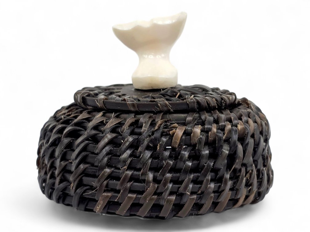 Terry Hawley Miniature Baleen Basket with Ivory Whale-Tail Finial