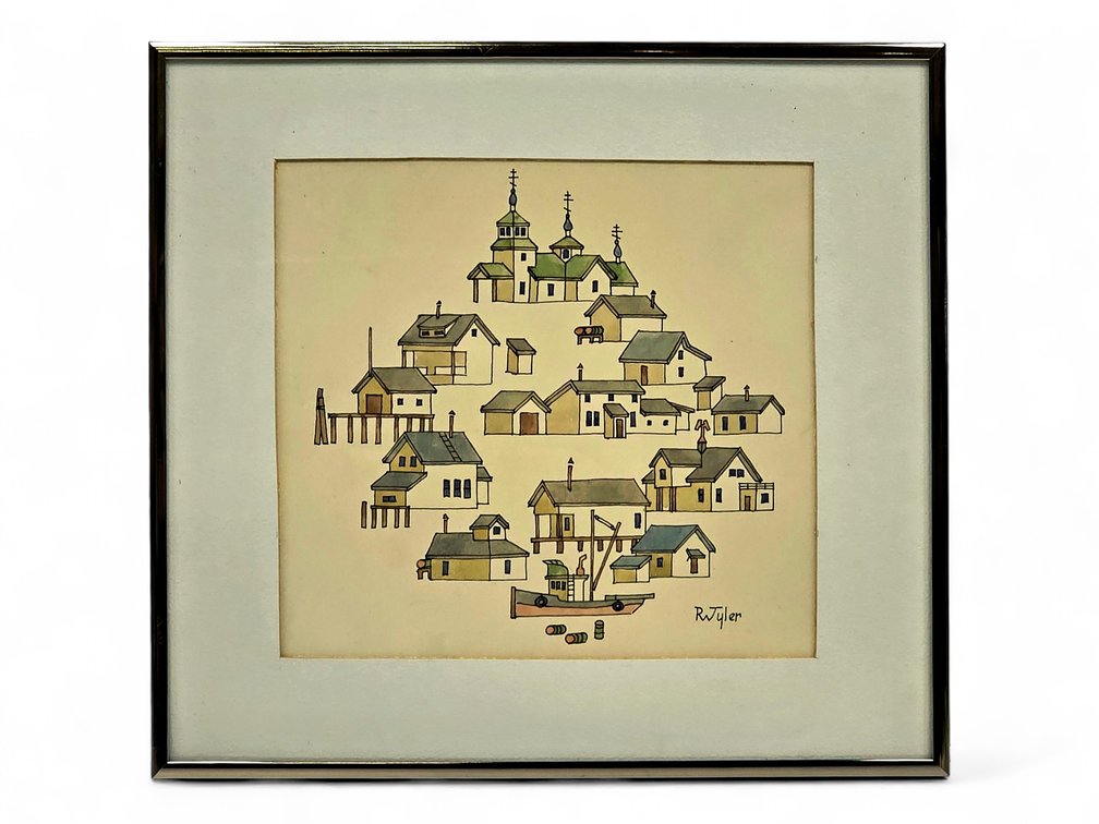 R.W. ‘Toby’ Tyler Original Ink & Watercolor of Ninilchik, Alaska