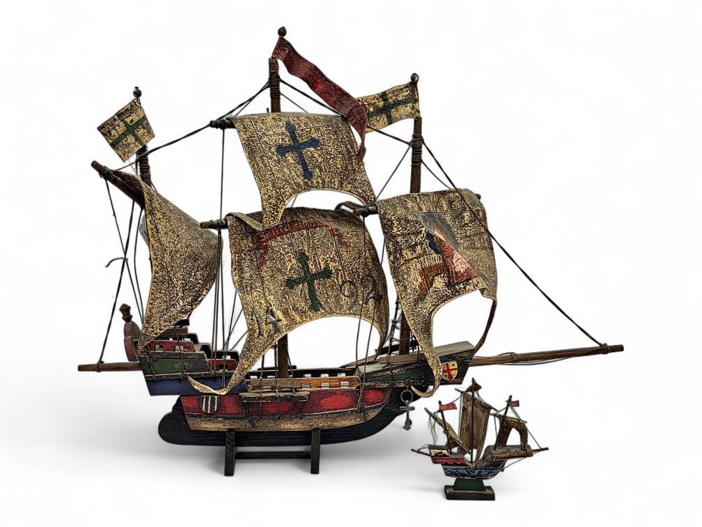 Two Painted Wooden Sailing-Ship Models, One Marked ‘Germany–U.S. Zone’