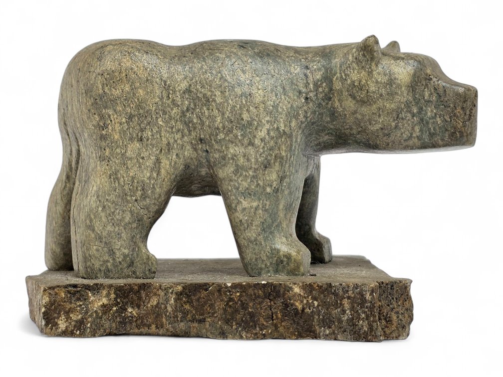 Tim L. Henry Soapstone Bear on Slab Base, Signed & Dated 2016