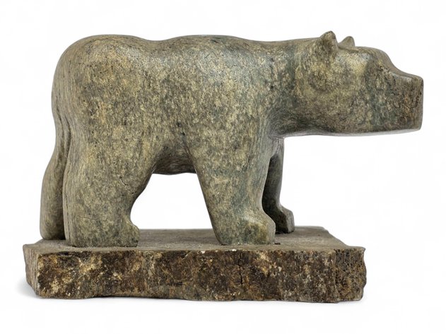 Tim L. Henry Soapstone Bear on Slab Base, Signed & Dated 2016