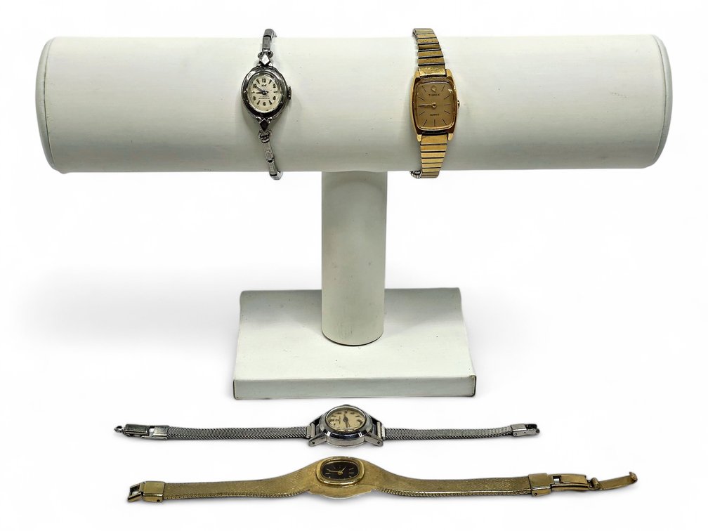 Four Women's Wristwatches: Golf, Timex Q, Eterna-Matic & Benrus