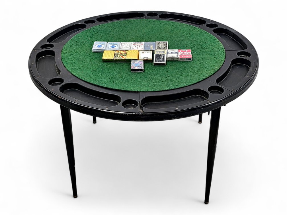 Eight-Position Folding Poker Table with 15 Packs of Playing Cards