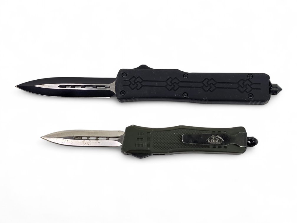 Two Double-Action OTF Automatic Knives, Including Denali Tactical Knives D2