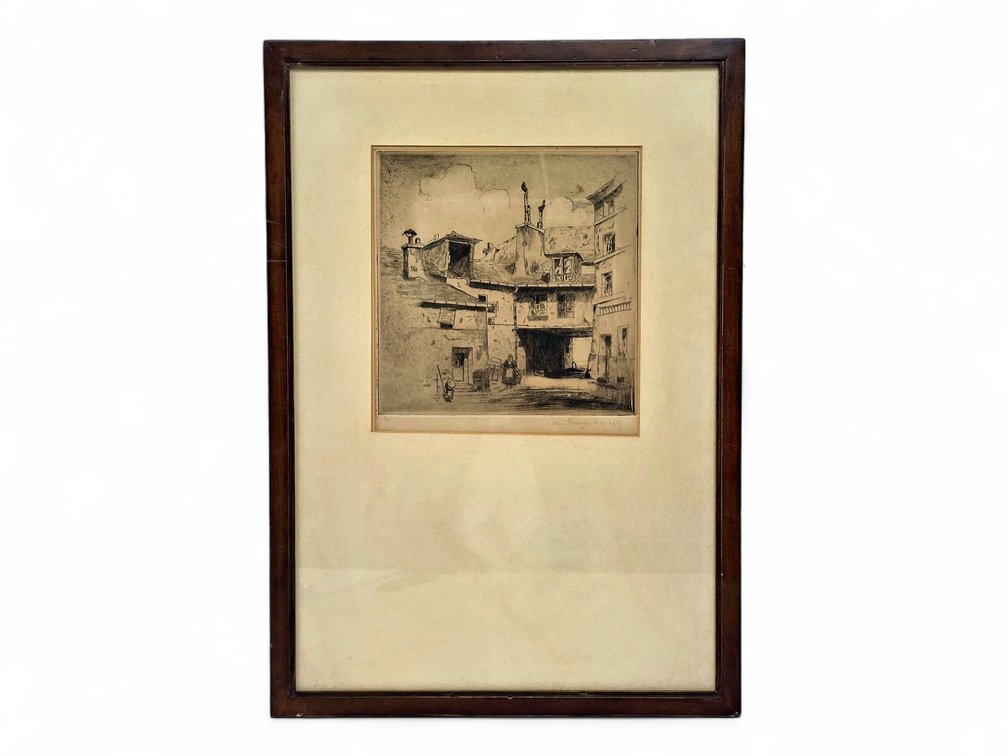 John Alexander Marshall Signed Street-Scene Print, Framed