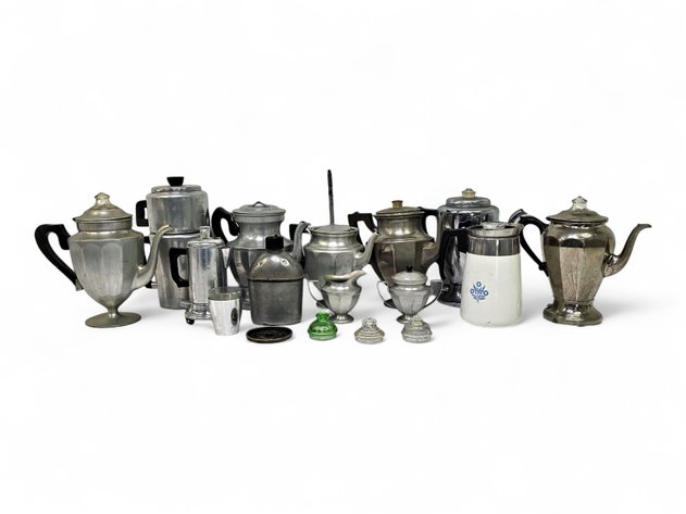 Coffee Percolators, Drip Pots & Accessories, Including Corning Ware Blue Cornflower