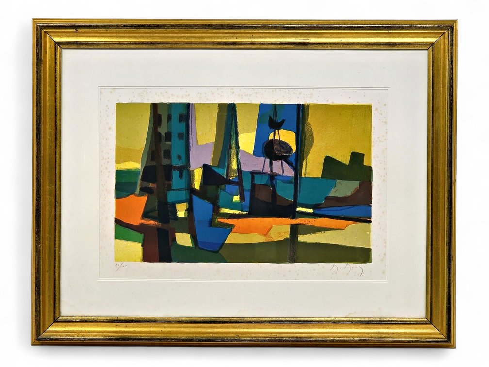 Marcel Mouly Harbor Print, Signed