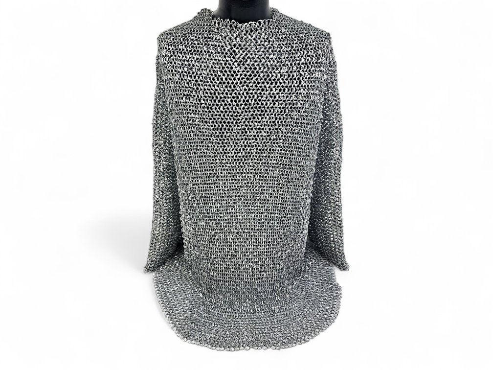 Riveted Chainmail Hauberk with Long Sleeves & Hook Closure
