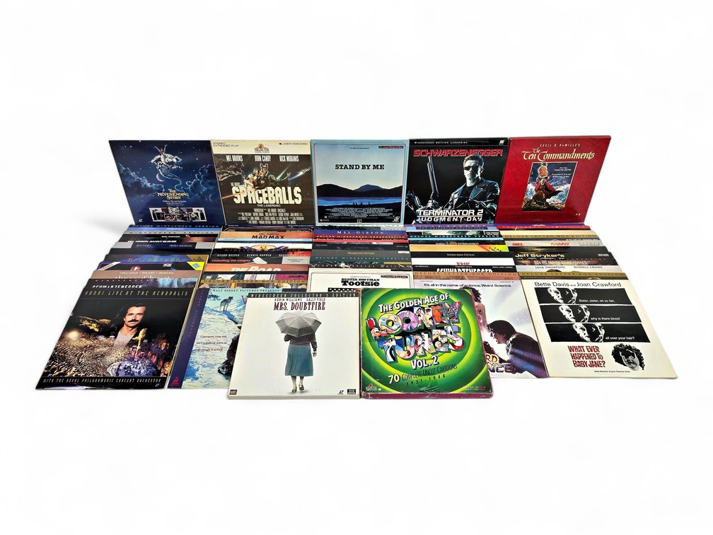 Approximately 61 LaserDisc Movie Sleeves/Sets: Spaceballs, Terminator, Disney & More