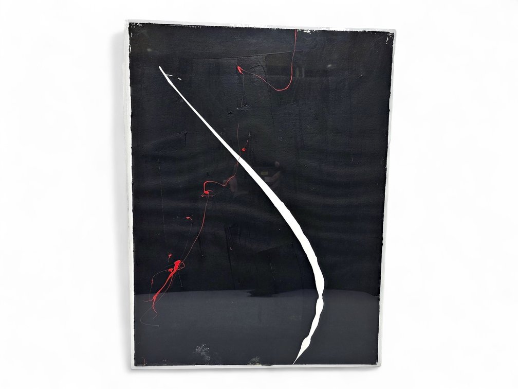 "Back Dive" Abstract Acrylic Painting, Signed Leo Franco '89