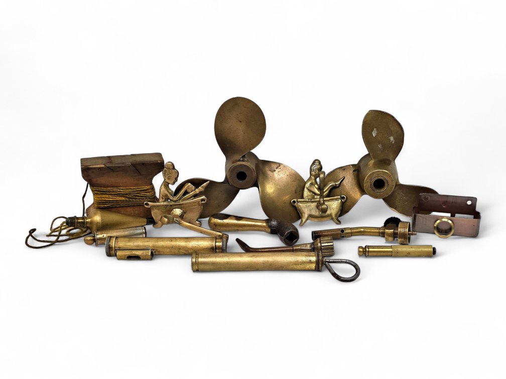 Michigan Propellers, Kuker-Ranken Hand Level, Plumb Bob, Schrader Gauge & Metal Hardware