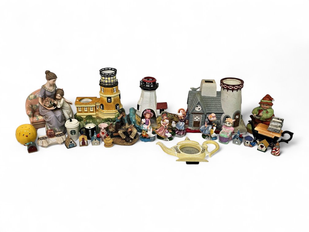 PartyLite Lighthouses, Lenox Birdhouse Thimbles & Assorted Decorative Figurines