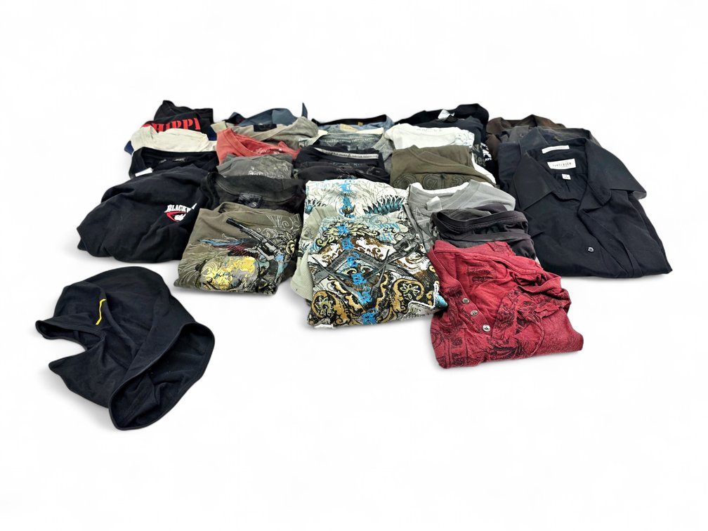 Graphic Tees, Button-Front Shirts, Mountain Hardwear Top, Cycling Shorts & Balaclava