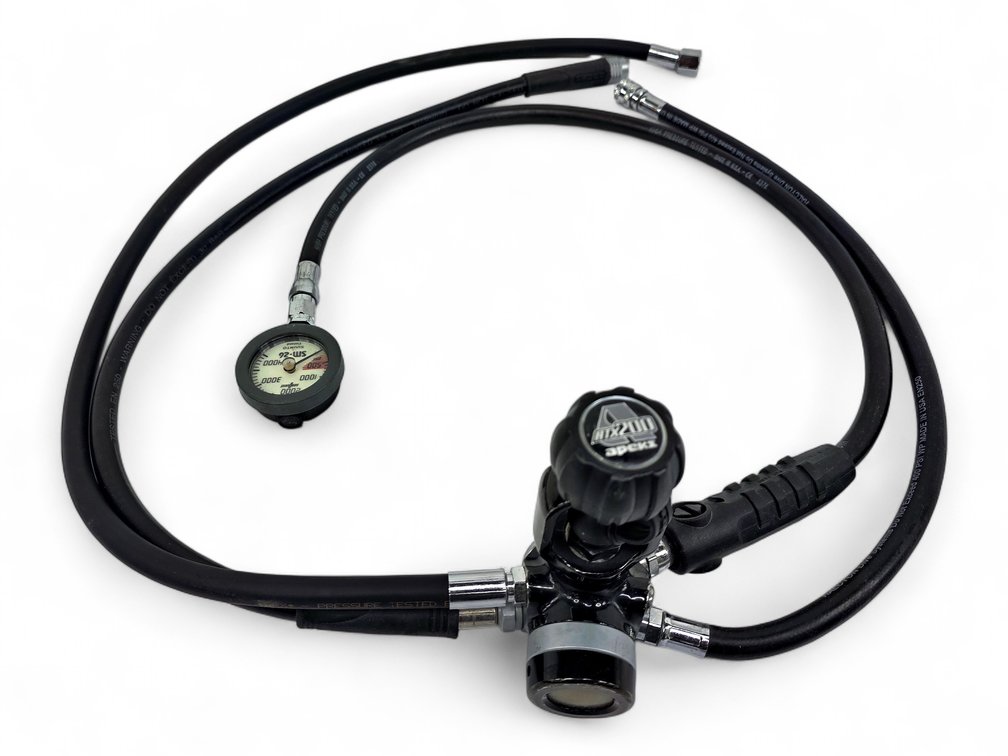 Apeks ATX200-Marked First-Stage Scuba Regulator, Hoses & Sea Quest/Suunto SM-26 Gauge