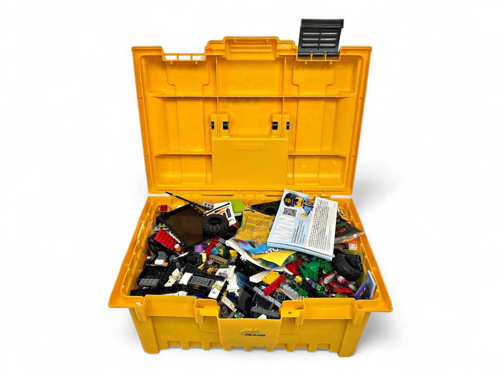 Bulk LEGO Pieces, Minifigures & Instructions in Yellow Plano Toolbox