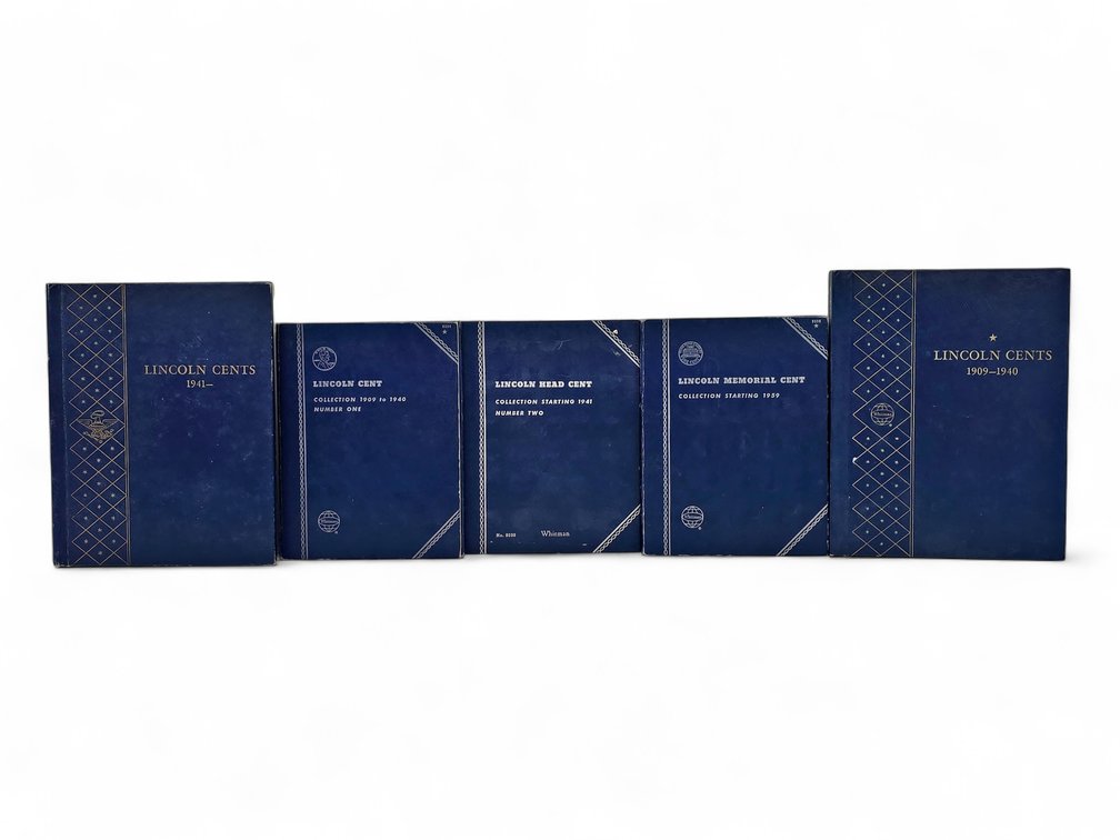 Five Partly Filled Whitman Lincoln Cent Albums & Folders