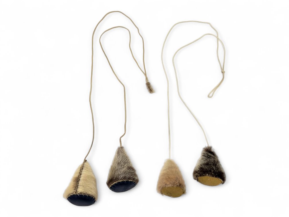 Two Alaska-Style Fur Yo-Yos with Braided Cords