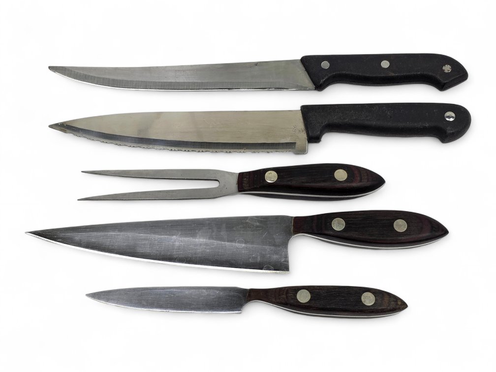 Four Kitchen Knives & Carving Fork, Including Master Cut by Jesco & John T. Seabrook
