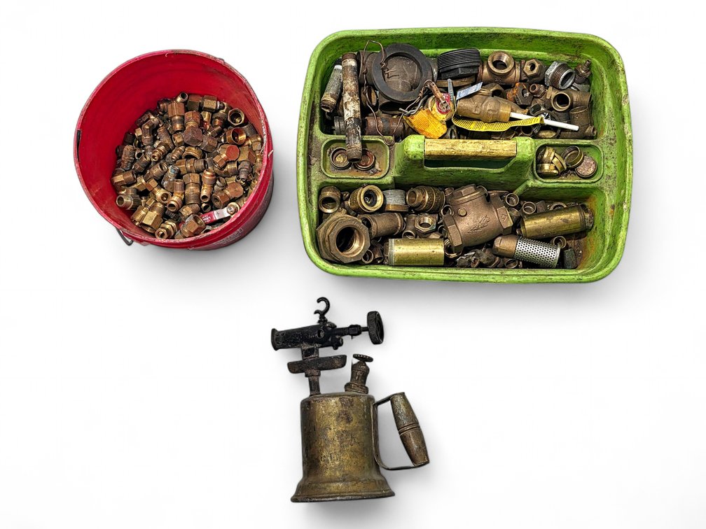 Otto Bernz Brass Blowtorch & Assorted Plumbing Fittings — Local Pickup Only