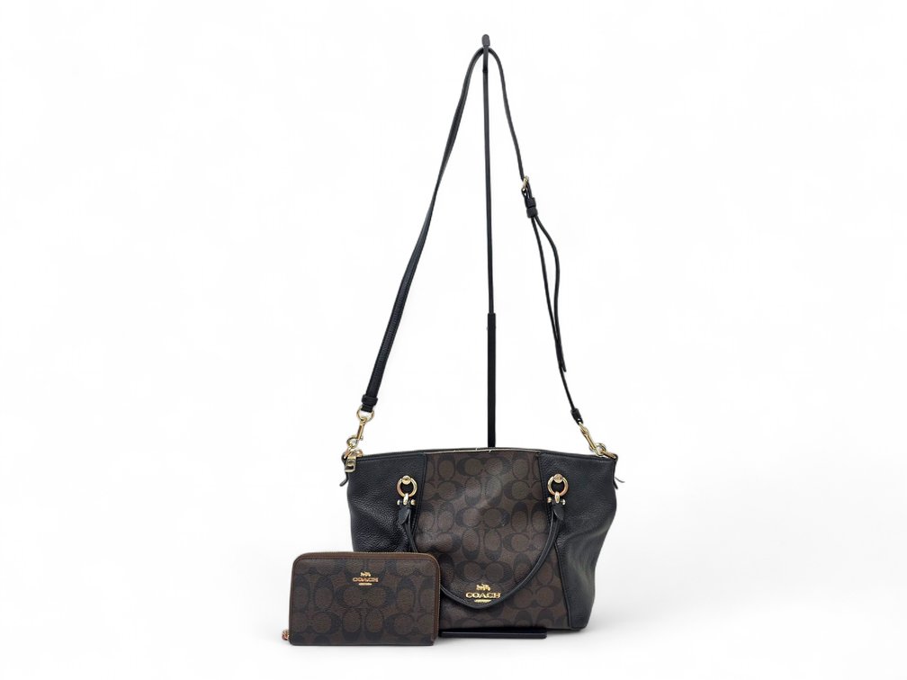Coach Kacey Signature Satchel & Zip-Around Wallet — Edge Damage & Missing Zipper Pull