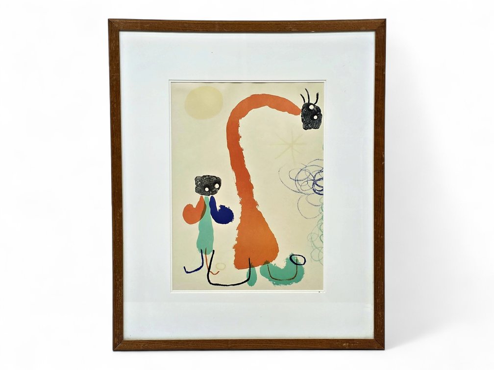 Joan Miró "Figures Before the Sun" Print in Wood Frame