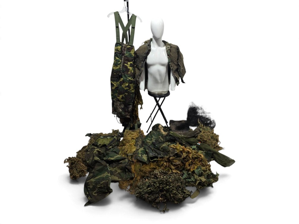 Ghillie Camouflage Jackets, Pants, Suspender Layers & Construction Materials