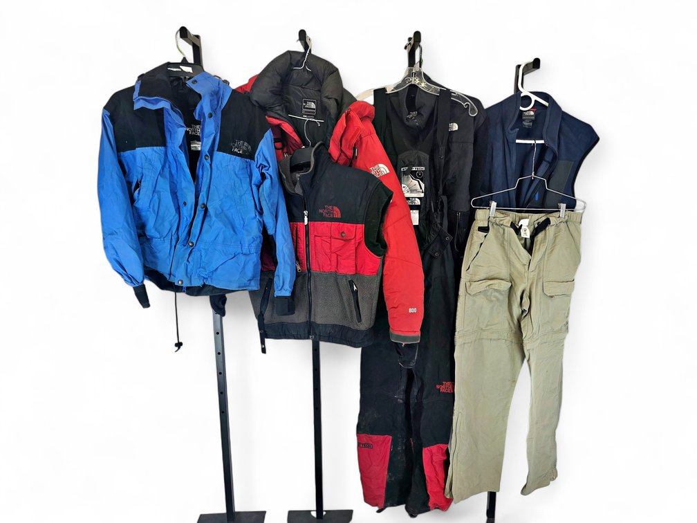 Seven The North Face Garments — Jackets, Vests & Pants, XS–L; One Broken Zipper