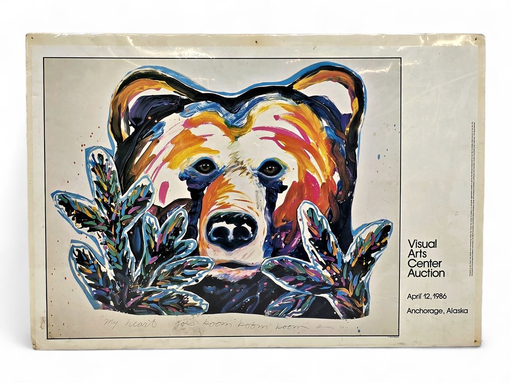 Alvin Amason "My Heart Goes Boom Boom Boom" — 1986 Visual Arts Center Auction Poster