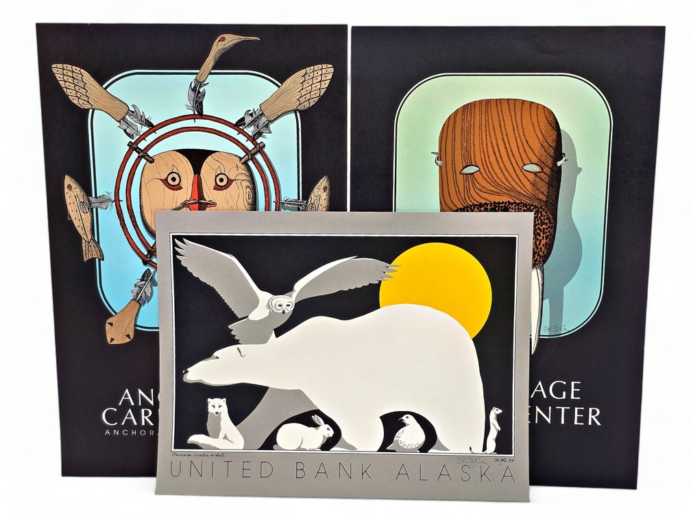 Three Susan Ogle Posters — "United in Winter White" & Anchorage Career Center Masks