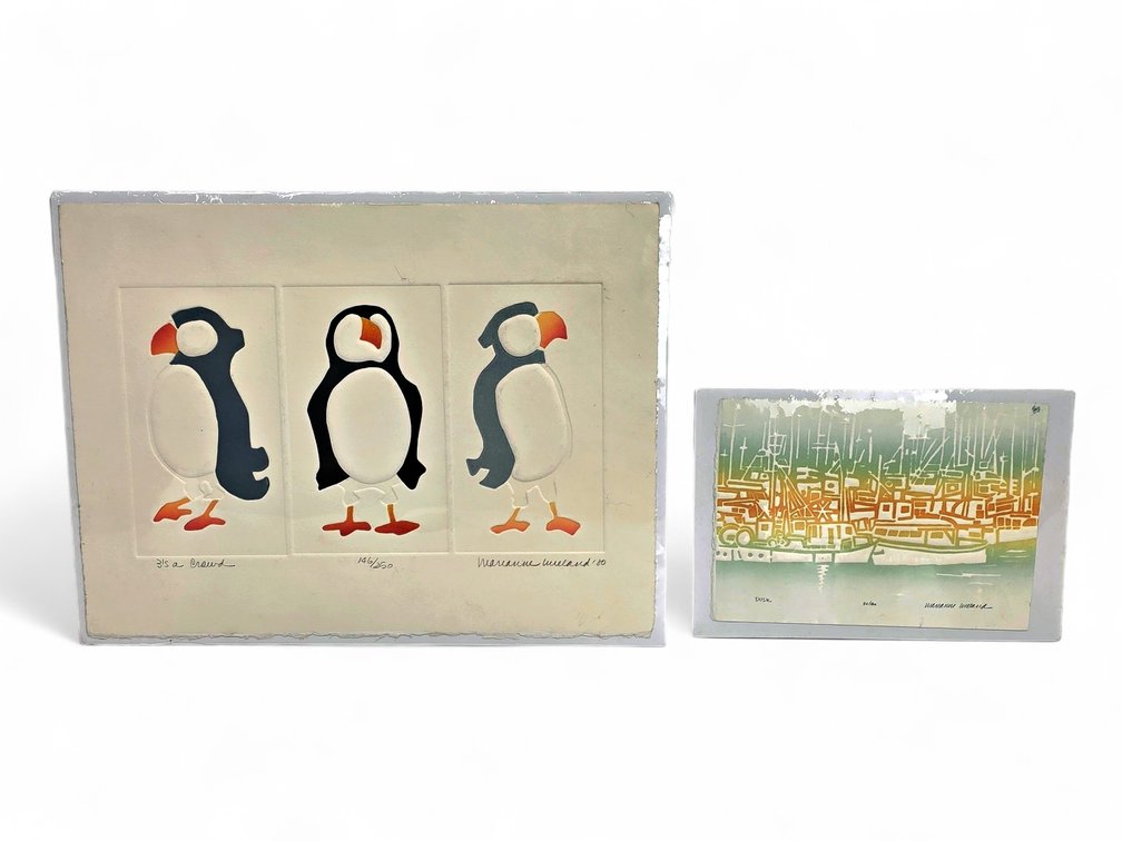 Two Signed Marianne Wieland Prints — "3's a Crowd" & "Dusk"